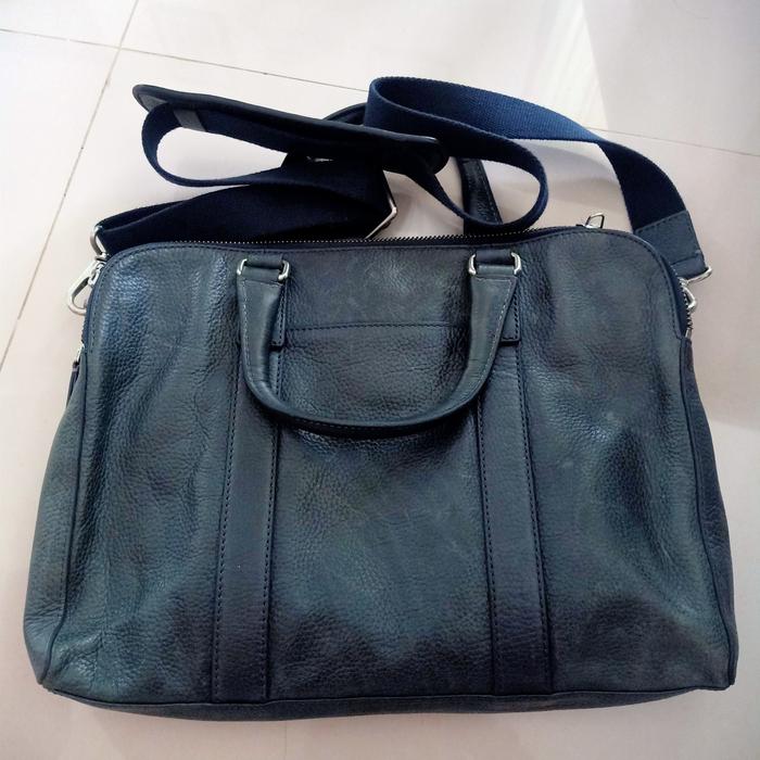 Tas Selempang Fossil / sling bag / tas laptop. Preloved - Kulit - Biru