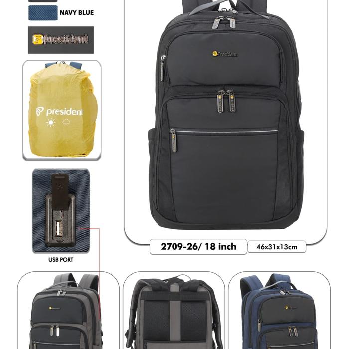 TAS RANSEL LAPTOP 2709-26 | BACKPACK PRESIDENT USB ORIGINAL | TAS RANSEL PRESIDENT | TAS LAPTOP PRES