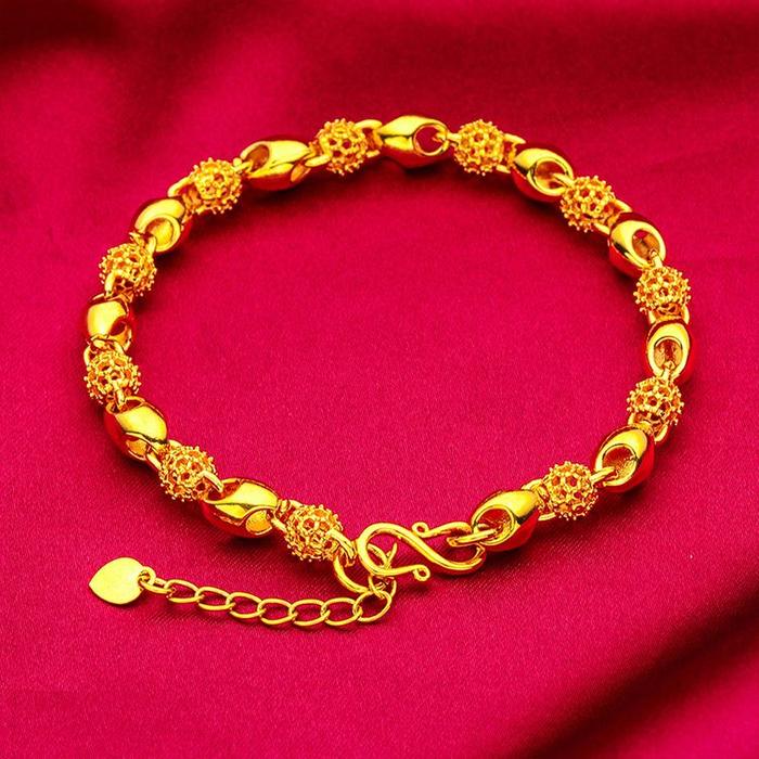 Gelang Emas Bangle Wanita Motif Bola-Bola Khas Hong Kong untuk Kado Hadiah Pernikahan