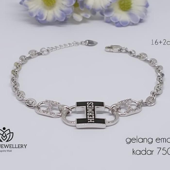 gelang rantai hermes emas putih kadar 750/17k 5.03gr