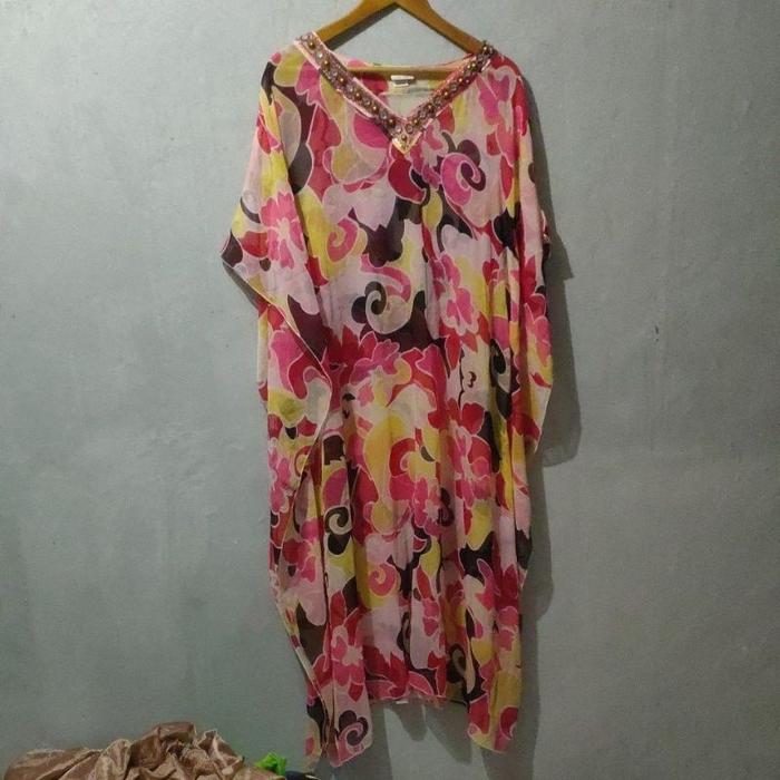 baju muslim gaun tangan kalong print jumbo Preloved