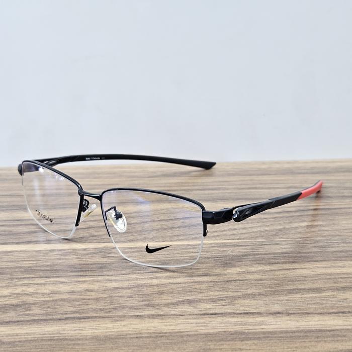 frame kacamata pria wanita sporty kotak half frame nike 2107 58 half frame hitam merah