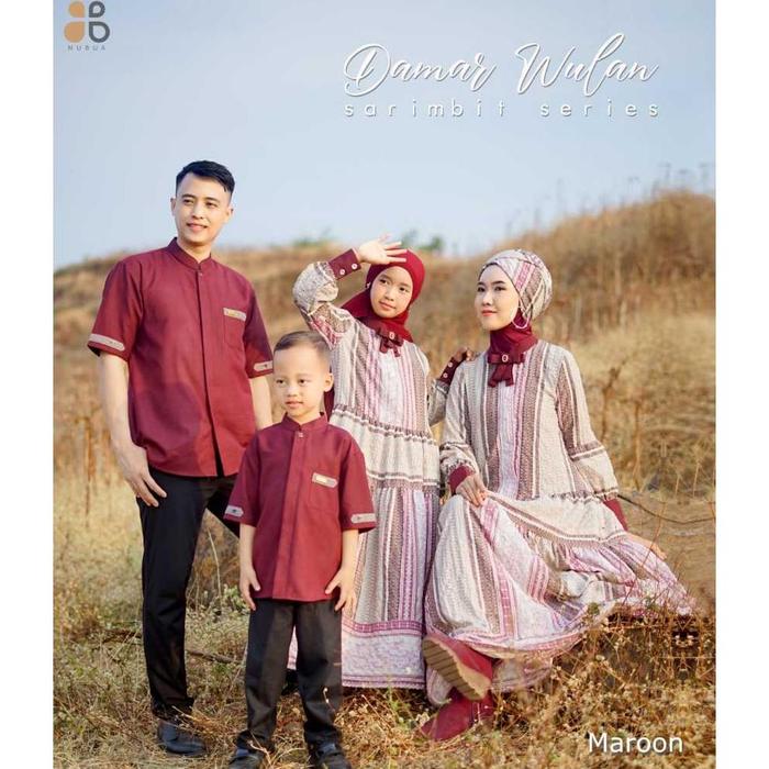 Sarimbit Keluarga Nubua Damar wulan Maroon - Baju Couple Gamis Koko