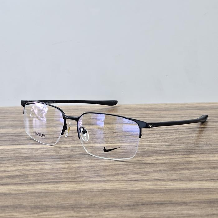 frame kacamata pria wanita sporty kotak half frame nike 6076 57 half frame hitam full