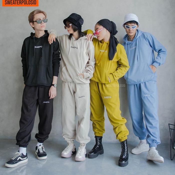 SWEPO Satu Set Hoodie Jumper + Jogger SWEPO Size M- XXL (Pria &Wanita)