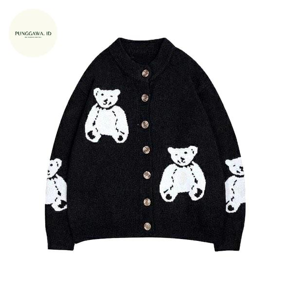 Cardigan Mango Teddy Bear Button Knit