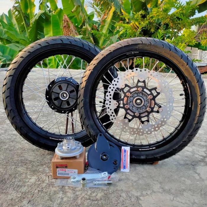DISKON paket velg set pelek TDR hitam set tromol KLX dtracker cjdw belakang tromol RX king set pnp H