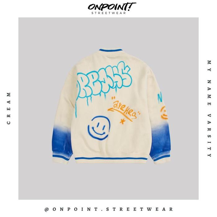 My Name varsity (cream) - jaket pria jaket varsity pria varsity jacket varisty baseball jaket varsit