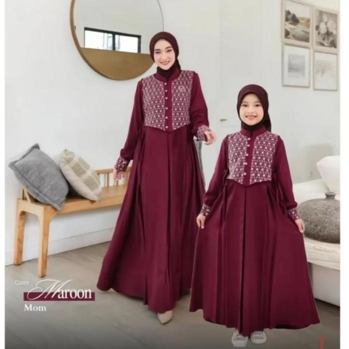 Gamis Couple Ibu Anak Model Brukat Terbaru Shabrina Dress Gamis Keluarga Sarimbit Baju Kapel Kekinia