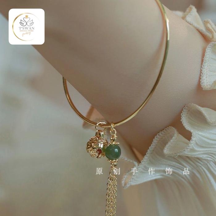 Gelang Setengah Lonceng Giok - Gelang Mobius Giok Rumbai - Gelang Bangle Lonceng Rumbai - Gelang Ber