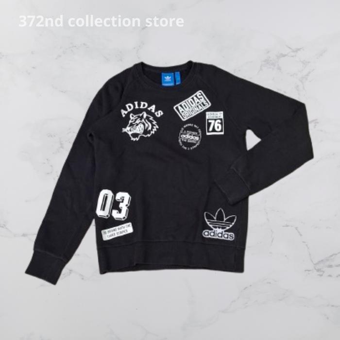 Sweater Crewneck Pria Adidas Original Hitam 100% Katun Nyaman