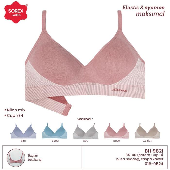 Sorex Bra Busa Sedang Tanpa Kawat Kait 2 Setara Cup A-B Cup 3/4 Harian BH 9821