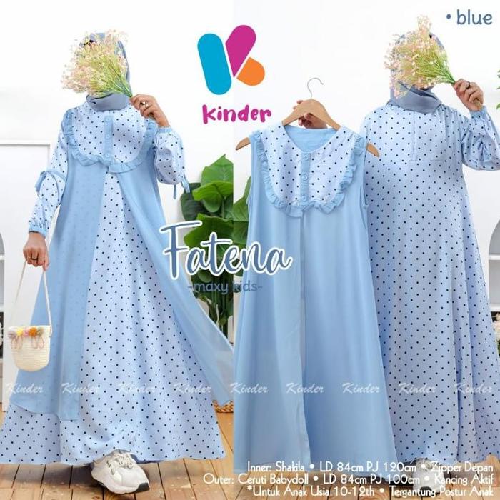tjm Fatera Gamis Rompi Anak Tanggung 10-12 Tahun Baju Muslim Bahan Shakila Mix Ceruty Maxy Dress Rem