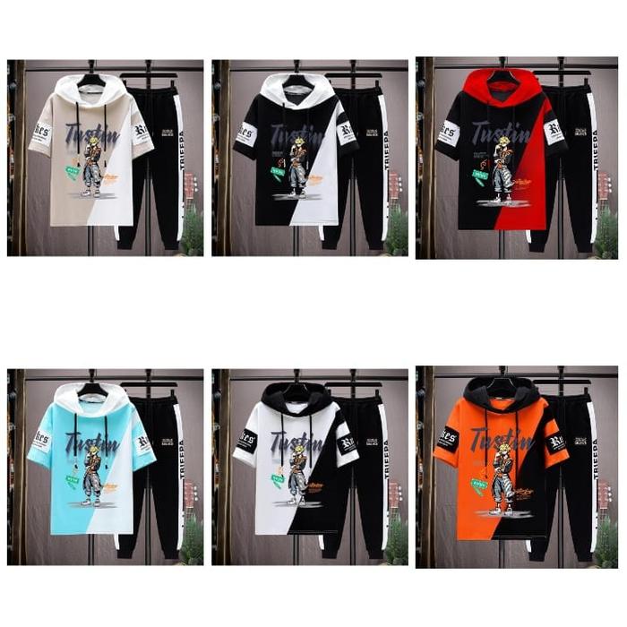Setelan hoodie jogger anak laki cowok keren 4-15 tahun Tustin bahan babyterry
