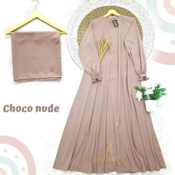 ABAYA QUEEN terbaru set Hijab Segi empat Syar'i 130×130 bahan Wolfis Grade A \ Gamis Syar'i \ Dress 