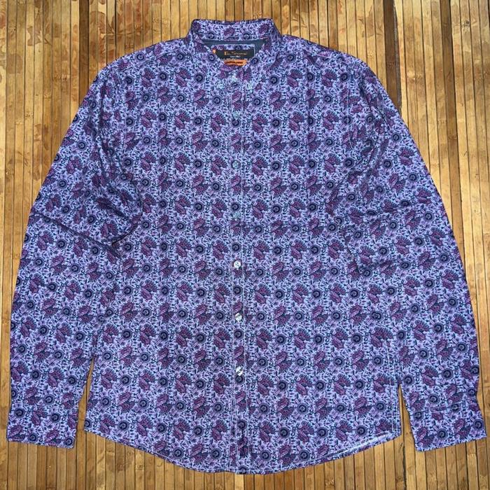 BEN SHERMAN CASUAL EUROPEAN FABRIC PAISLEY BUTTON DOWN LONG SLEEVE PATTERN SHIRT