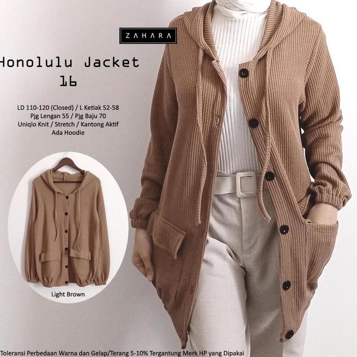 Bestseller Honolulu Jaket By Zahara. Jaket Hoodie Outer Polos Basic Rajut Knit Import Halus Adem Jum