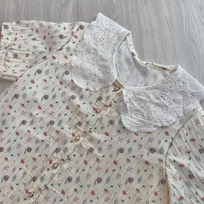 Nuboutique - Laine Top - Blouse Atasan Wanita Summer Bunga Kerah Collar Korea Style Baju Bangkok