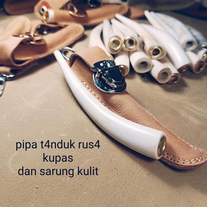 pipa tanduk rusa asli dan sarkul kulit asli