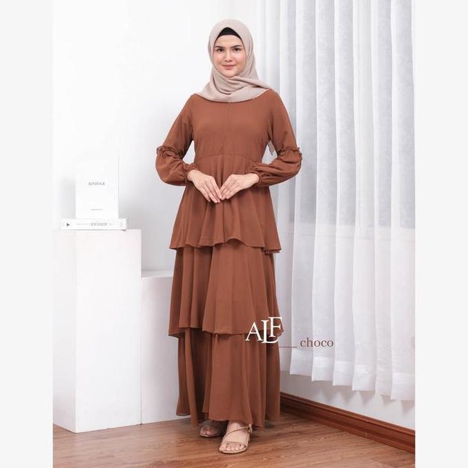 Tergacor Alfaina Jelita Dress Gamis Wanita Susun Ceruty Babydoll Muslim Putih Terbaik