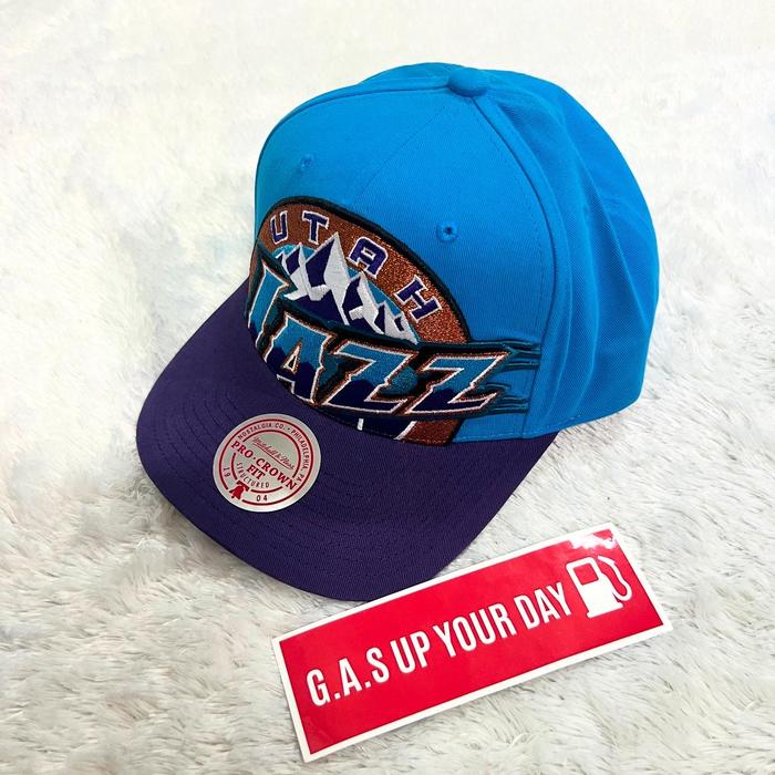 Mitchell And Ness NBA Utah Jazz Big Logo HWC Blue Basketball Snapback Hat