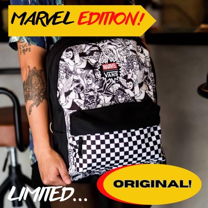 Tas Ransel Vans | Backpack Vans Black White Realm Marvel | Tas Punggung | Tas Bahu | Tas Gendong | B