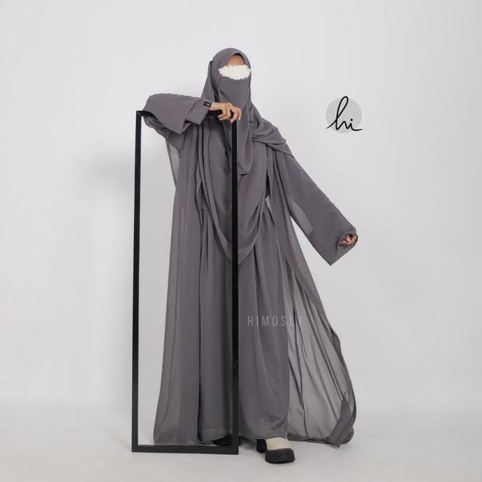 Tergacor Zehra Abaya Set Pashmina by Himosly ceruti gamis Muslim Outer Abaya Lebaran Free Pasmina Ab