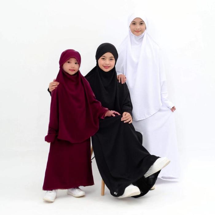 tjm Gamis Anak Cadar French Khimar Burgundy Marun Hitam Crinkle Syari Tahun Perempuan Xxl Luthfia FK