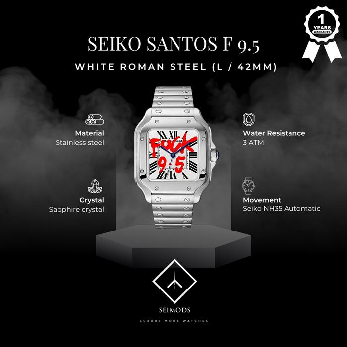 Jam Tangan Seiko Mod Santos Roman L 42mm NH35 Automatic F95