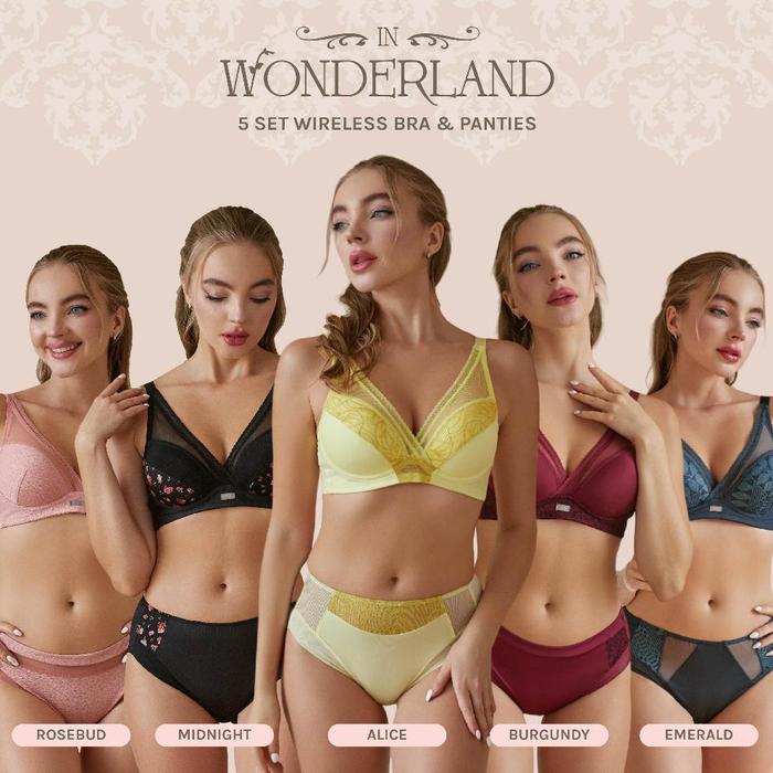 MILARI | IN WONDERLAND - CROSS BRA, 5SET WIRELESS BRA /LYCRA & PANTIES, FREE POUCH AND GIFTS