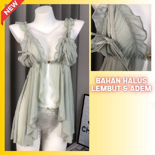 Lingerie Dress Daster Babydoll Gstring Buka Depan Gaun Malam Premium
