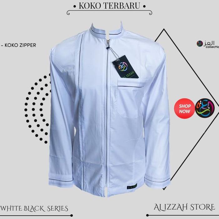 Koko Zipper Pria Muslim Model Terbaru, Koko Jaket Pria Muslim Al Izzah Collection