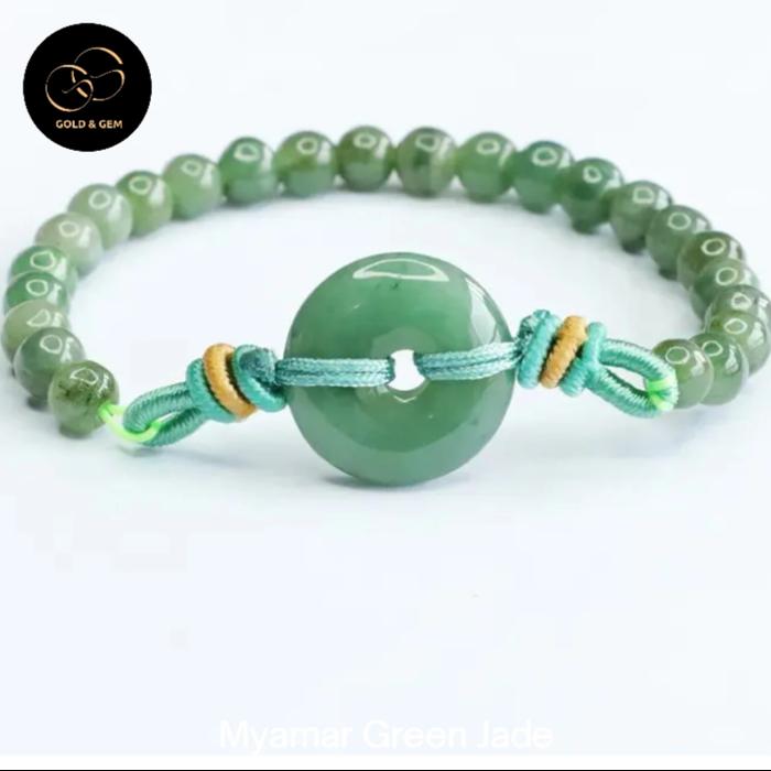 Gelang Myanmar Green Jade