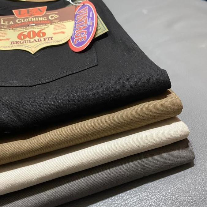 Celana celana panjang pria Lea 606 kain kanvas model standar kualitas premium Cowok New 100% origina
