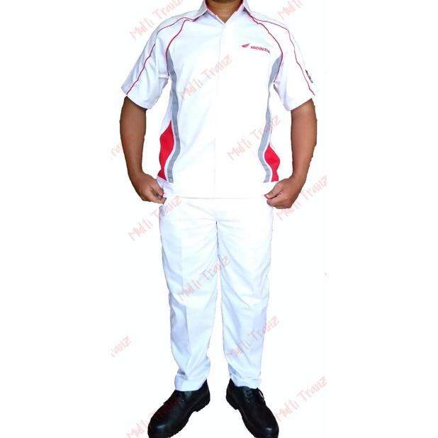 Terbaru Seragam Mekanik / Baju Mekanik Honda Ahass Resmi 1 Set - Baju + Celana