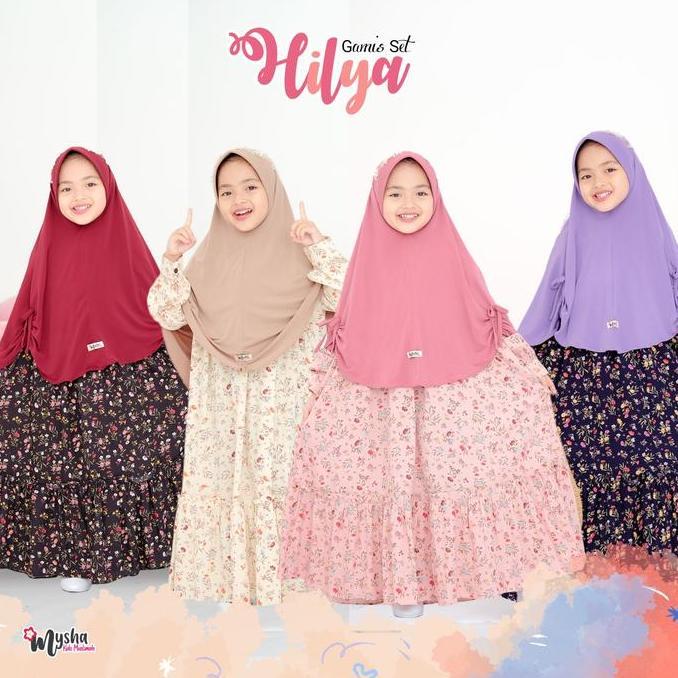 Mysha Kids Muslimah - Gamis Anak Perempuan Hilya Gamis Set Gamis Anak Perempuan set Hijab / Baju Mus