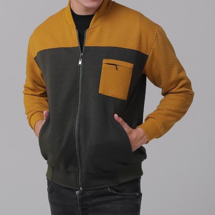 berkualitas~ Jaket Comfy Pria /Kain Diamon Lembut Nyaman / Jacket Basebal Setrip Diamond Kain Sweate