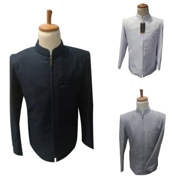 Jasket Polos Jas Jaket Hitam Putih Abu Kerah Koko / Jasket Murah Pakaian Pria / Cod