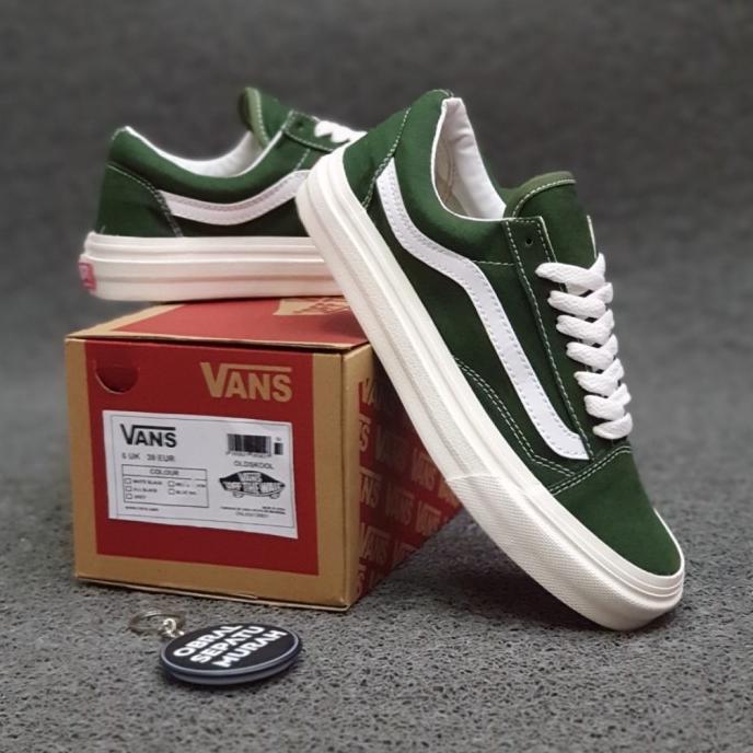 Sepatu Vans Oldskool Wanita Hijau Army 36-40 Grade Original