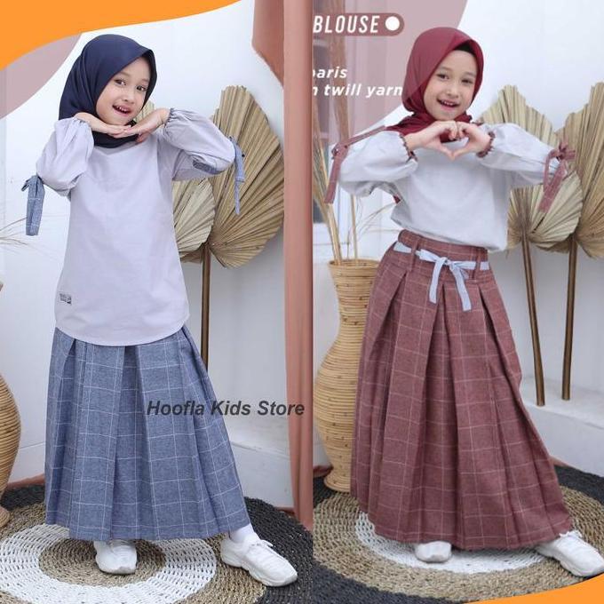 Hooflakids Baju Setelan Stelan Pakaian Anak Perempuan Cewek Tanggung Umur 3 - 12 Tahun Naura Set Blo