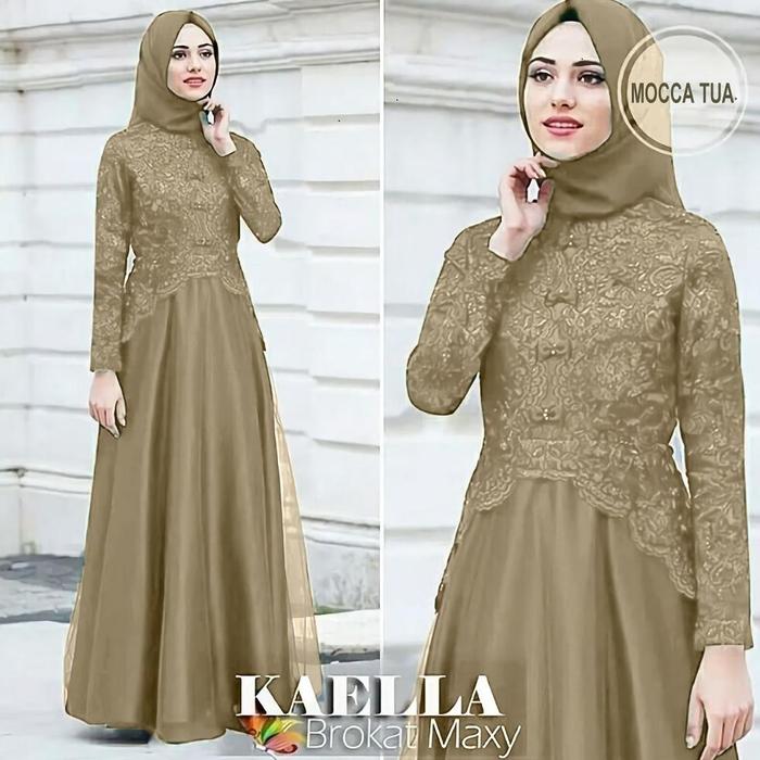 Kaella Maxi - Gamis Brokat Kombinasi Terbaru 2025 Gamis Pesta Simple Elegan Mewah Brokat Lebaran 202