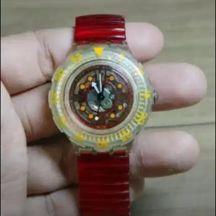 Jam Tangan Swatch Red Marine Second Original (Vintage Watch)
