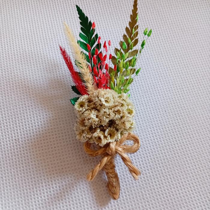 Corsage Wedding/Pin Jas Pengantin/Bross bunga kering Aesthetic