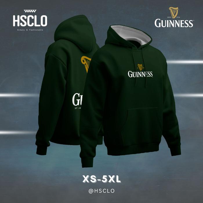 Hoodie Jumper HSCLO GUINNESS DARK GREEN HOODIE Ready Size Jumbo Bahan Fleece Ukuran Jumbo Big Size