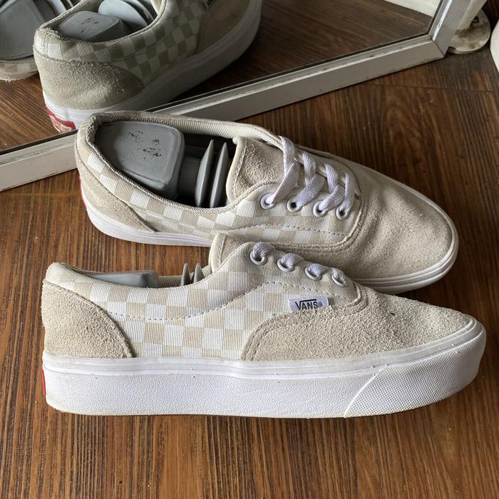 Vans era comfycush white grey checkerboard original murah - sneakers second market