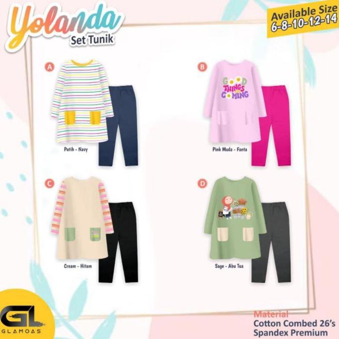 mai Setelan Anak Perempuan Glamoas Set Tunik Legging
