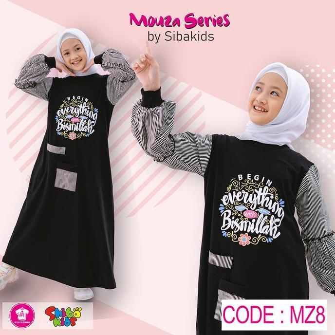 Mouza Series Gamis Anak Perempuan SHIBAKIDS muslim panjang Sablon Couple Baju Keluarga Jepang Kaos K