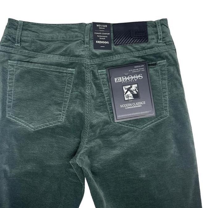 Celana Celana Pria Corduroy Stretch ZG BOSS Green HIJAU - Regular Fit #Celanapriacodoray #celanaboss