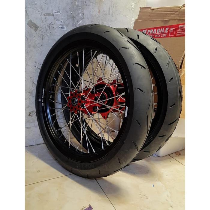 WHEELSET VELGSET VELG SET SUPERMOTO CRF KLX SEMI CACING TINGGAL PASANG