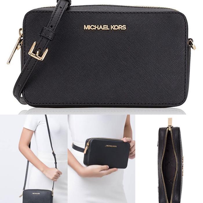 MK Js Medium Belt Bag Crossbody Leather Black